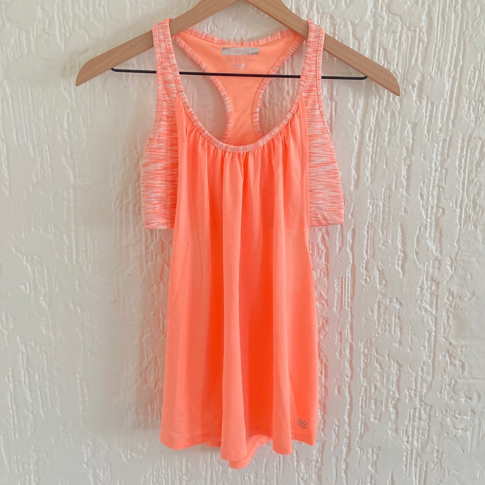 Forever 21 Pastel Orange Workout Tank Top with Built In Sports Bra Size Small